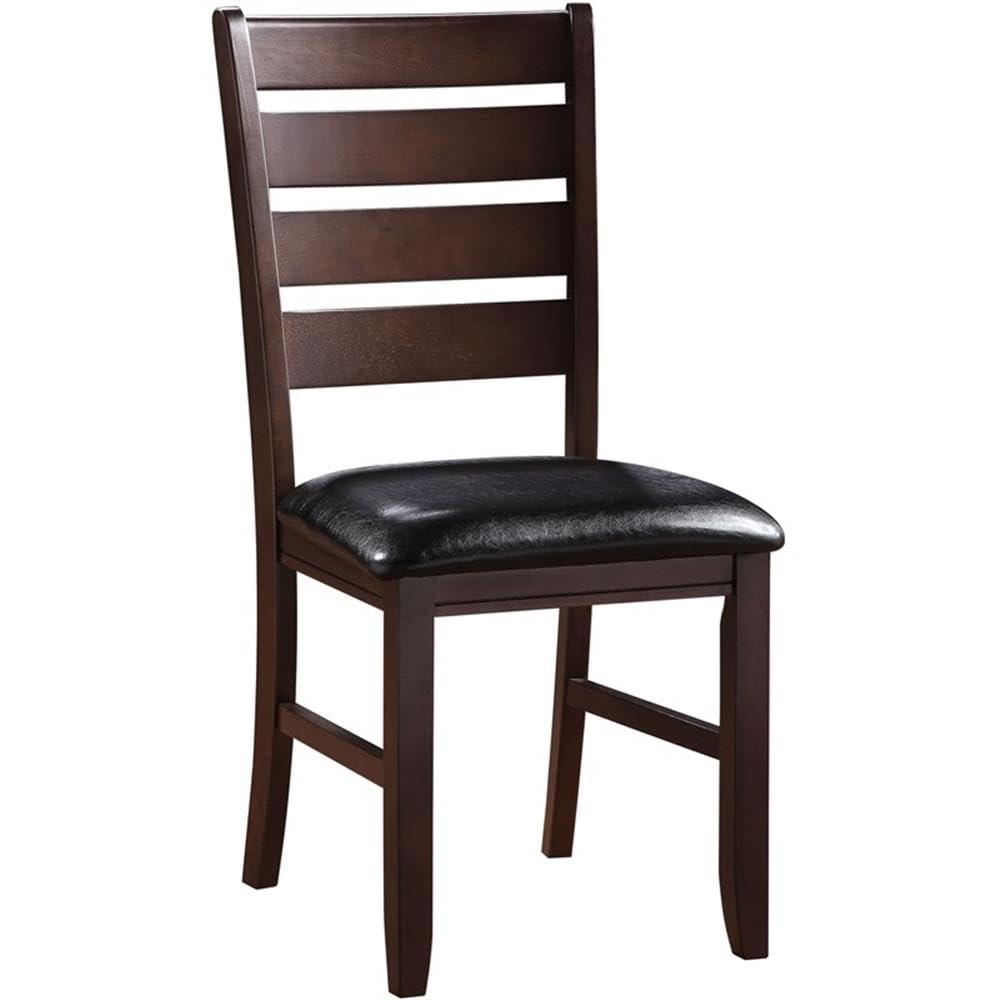 Acme Urbana Faux Leather Dining Side Chair In Black And Cherry (Set Of 2)