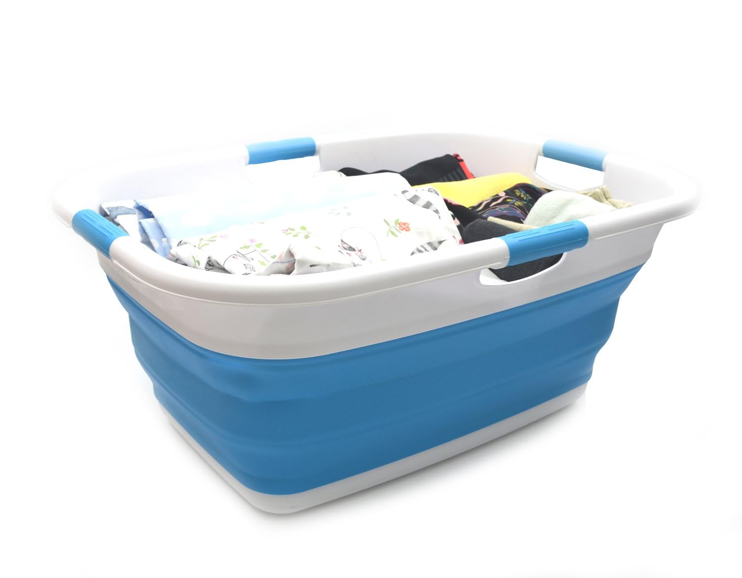 SAMMART 49L Collapsible 4 Handled Laundry Basket-Foldable Storage Container-Portable Washing Bin-Space Saving-Pet Bath Tub,Water