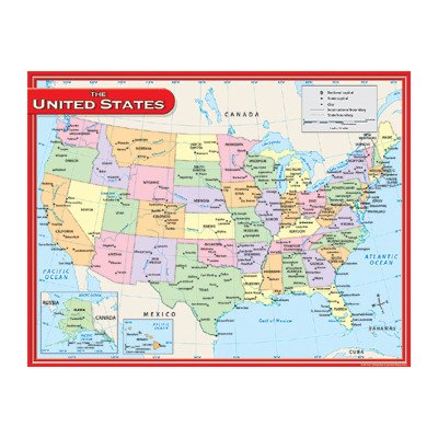 Teacher Created Resources Us Map Chart 17X22 [Set Of 3]