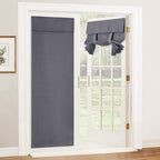 Ryb Home 2 Panels French Door Curtains - Blackout Tricia Window Door Curtain Self Adhesive Adjustable Drapes Privacy Thermal Insulated Bedroom Door Window Curtain, 26 X 69, 1 Pair, Grey