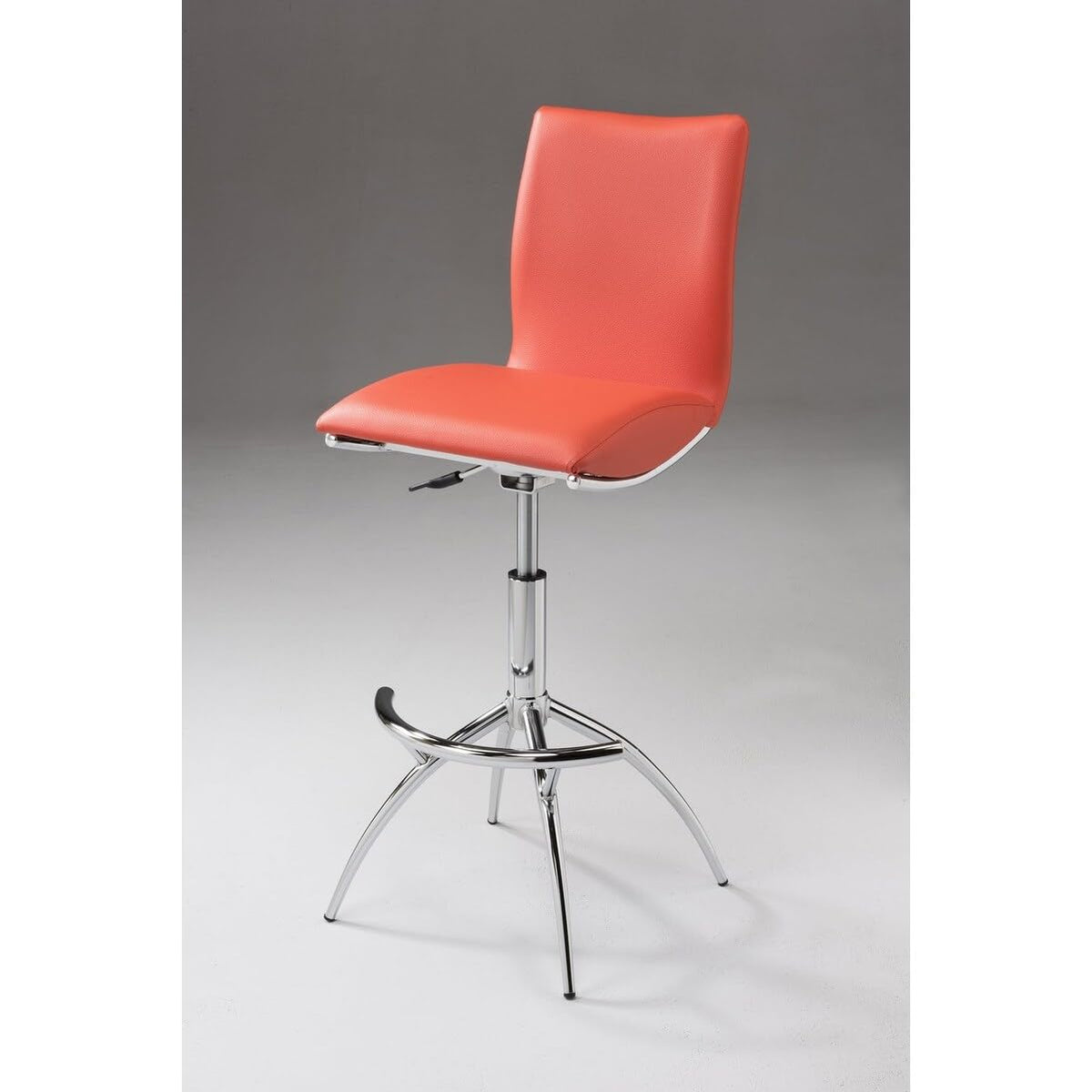 Creative Images Adjustable Swivel Faux Leather Barstool (Set of 2) Orange Poly Synthetic Fiber,Faux Leather
