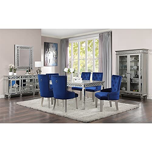 Acme Varian Rectangular Dining Table in Mirrored and Antique Platinum