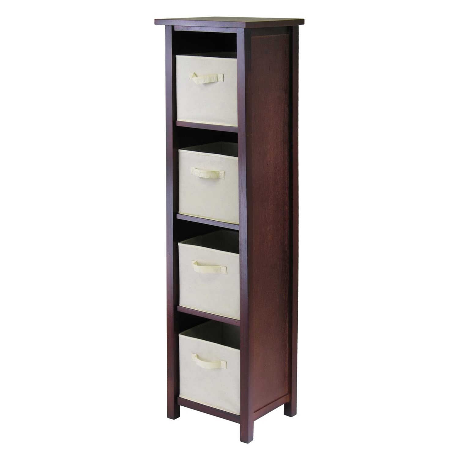 Winsome Verona Storage/Organization, 4 Small, Walnut/Beige