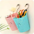 KLIVE Small Hanging Storage Basket with Hook, Storage Organizer Small Plastic Dustbin Wall Shelf Drainer Hanging Rack for Home