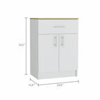 HomeRoots White - Light Oak Particle Board Ligh Oak and White Pantry Cabinet