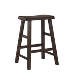 Ehemco Heavy-Duty Solid Wood Saddle Seat Kitchen Counter Height Barstools, 24 Inches, Walnut, Set Of 2