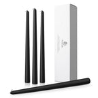 Pickood 12-Inch Tall Dripless Taper Candles Set of 4 - Black Tapered Candles, Perfect for Halloween - Smokeless, Unscented, Long