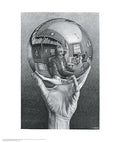 Hand with Reflecting Sphere, Art Poster by M.C. Escher