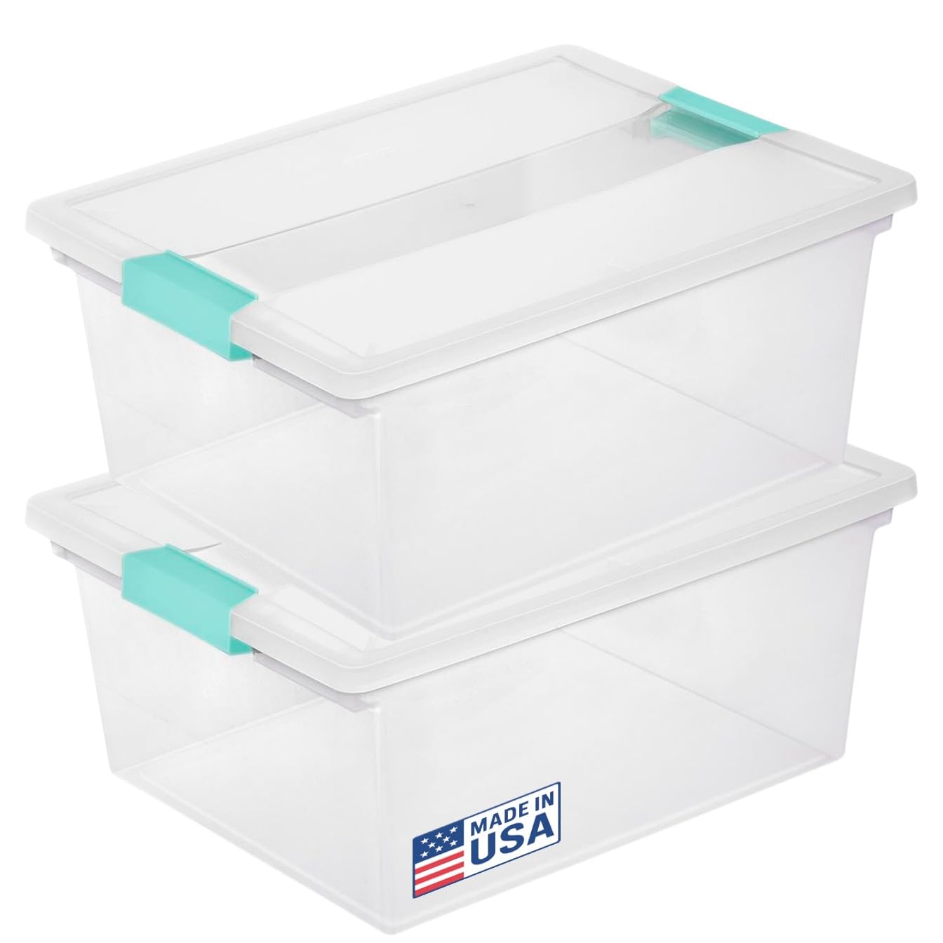 Tribello Plastic Storage Containers, 12 Qt, Clear with Lids, 2 Pack, Made in USA (Deep - 14 x 11.5 x 6)
