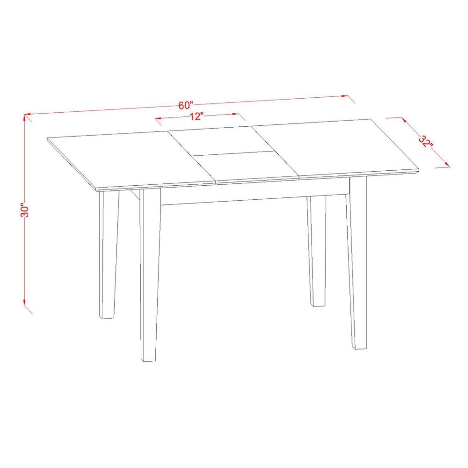 East West Furniture PSDU5-MAH-W 5 Piece Dining Table Set for 4 Includes a Rectangle Kitchen Table with Butterfly Leaf and 4 Dinette Chairs, 32x60 Inch, Mahogany