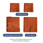 Extra Deep Pocket Cal King Sheets - 4 Piece Breathable & Cooling Bed Sheets - Hotel Luxury Sheet Set - Soft, Wrinkle Free & Comfy - Easily Fits Extra Deep Mattresses - Deep Pocket Terracotta Sheets