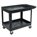 Rubbermaid Commercial Products 2-Shelf Utility/Service Cart, Medium, Black, Lipped Shelves, Ergonomic Handle, 500 lbs. Capacity,