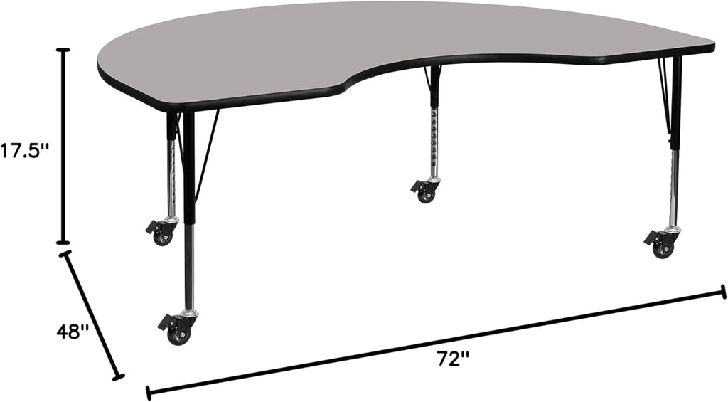 Mobile 48 Round Grey HP Laminate Activity Table - Height Adjustable Short Legs