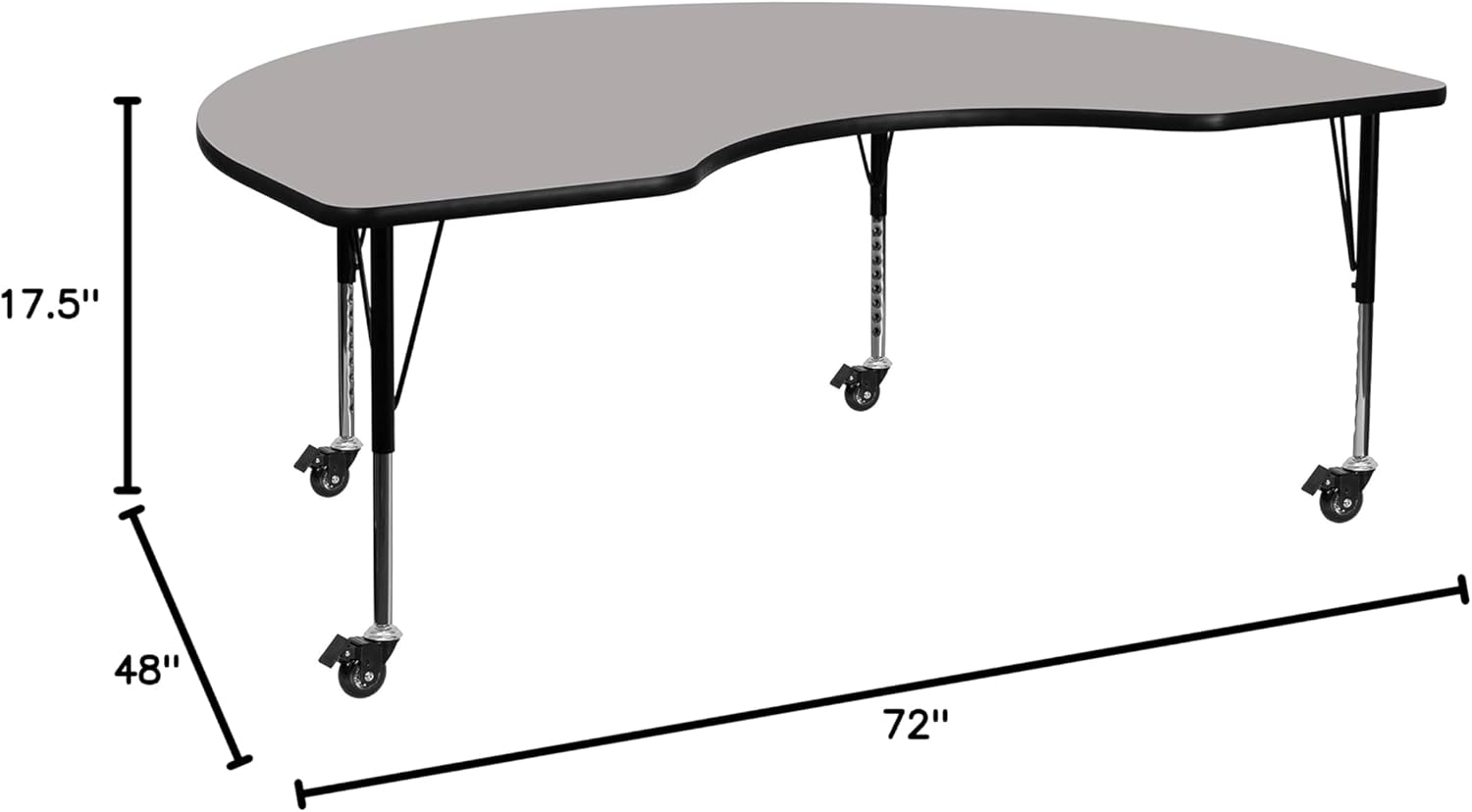 Mobile 48 Round Grey HP Laminate Activity Table - Height Adjustable Short Legs