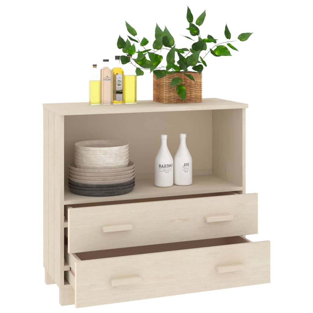 SKM Sideboard Honey Brown 33.5"x13.8"x31.5" Solid Wood Pine-04961026