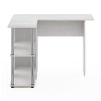 Furinno Abbott L-Shape Desk With Bookshelf, White Oak/Chrome