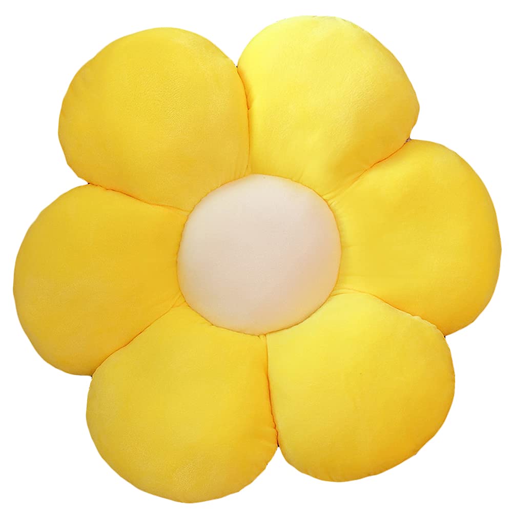 Lannery Flower Plush Throw Pillows, Flower Floor Pillow Seating Cushion Toy For Reading, Room, Watching Tv (11.8', Yellow-1)