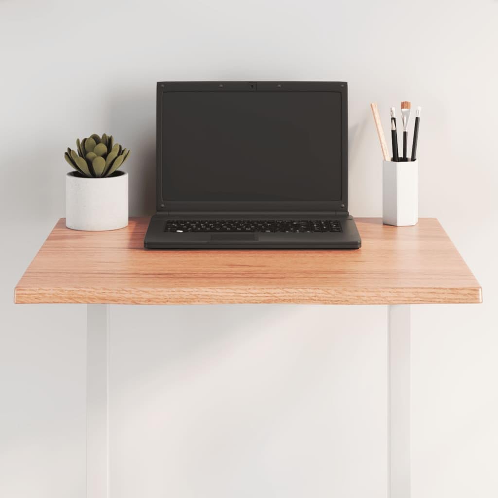 vidaXL Light Brown Square Table Top - 23.6x23.6 Inch Live Edge, Hand-Crafted from Treated Solid Oak Wood for Versatile Use - DIY Home and Commercial Furniture