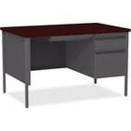 Lorell Single Right Pedestal Desk, Mahogany, 48 by 30 by 29-1/2-Inch