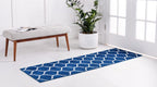 Unique Loom Trellis Frieze Collection Area Rug - Rounded (2' X 8' 8'' Runner, Navy Blue/ Ivory)