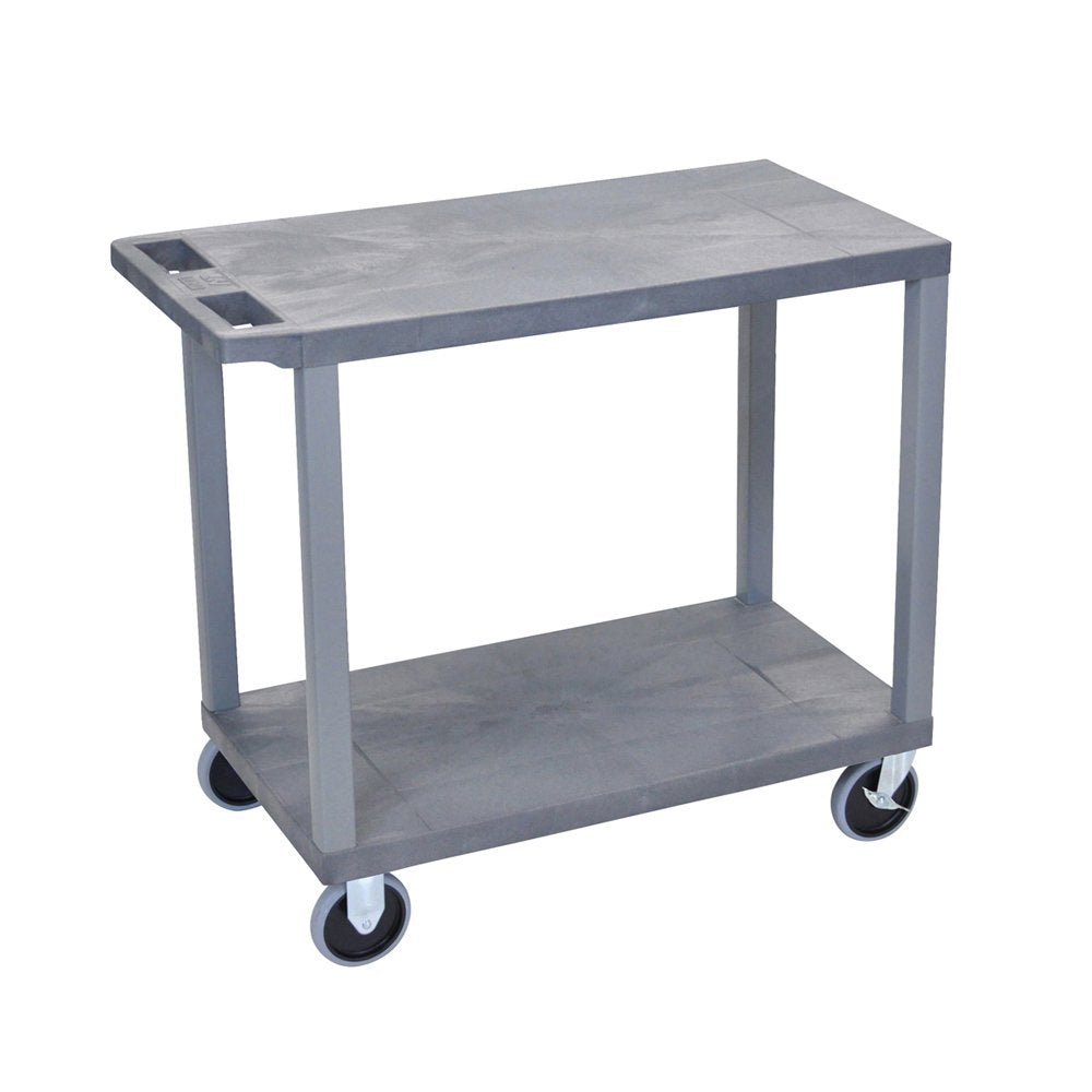 Offex 32 Inch X 18 Inch Mobile Multipurpose Utility Cart With 2 Flat Shelf, Heavyduty 5 Inch Casters And Push Handle  Great Fo