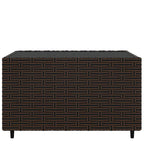 vidaXL Square Patio Coffee Table - Sturdy Powder-Coated Steel Frame with Weather-Resistant PE Rattan and Tempered Glass Top - Perfect for Outdoor Use - Brown