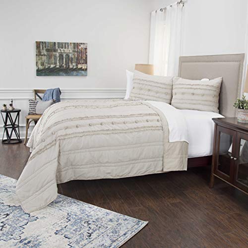 Rizzy Home | BQ4581 | Polyester King Sham | 20"x36" Brown/Neutral/Gray Stripe