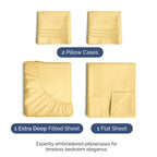 Extra Deep King 4 Piece Bedding Sheet Set - Breathable & Cooling - Hotel Luxury Bed Sheets Set - Easy Fit - Soft, Wrinkle Free & Comfy Yellow Bedding Sheets - Extra Deep Pockets Bed Sheet Set