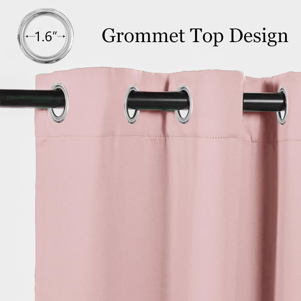 Mysky Home Pink Curtains For Living Room, 95 Inch Long Grommet Room Darkening Curtain For Kids Bedroom, Amazing Triple Weave Thermal Insulated Curtain Light Blocking, 1 Curtain Panel, 52 X 95 Inch