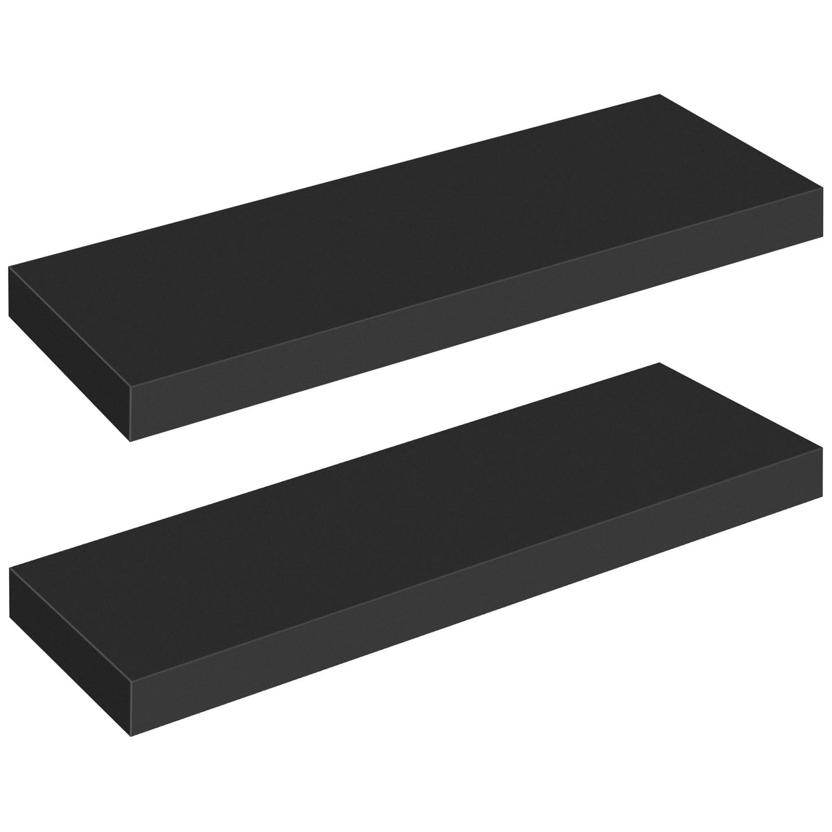 Hoobro Floating Shelves, Wall Shelf Set Of 2, 23.6 Inch Hanging Shelf With Invisible Brackets, For Wall Decor In Bathroom, Bedroom, Toilet, Kitchen, Living Room, Office, Black Bk60Bj01