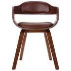 vidaXL - Stylish Dining Chair with Armrests in Brown Color - Faux Leather and Bentwood Material with Comfortable Foam-Padded Seat, Retro Style
