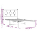 vidaXL White Steel Single Bed Frame with Headboard - Industrial Style, 39.4"x78.7" Mattress Compatible, Bedroom Platform Bed