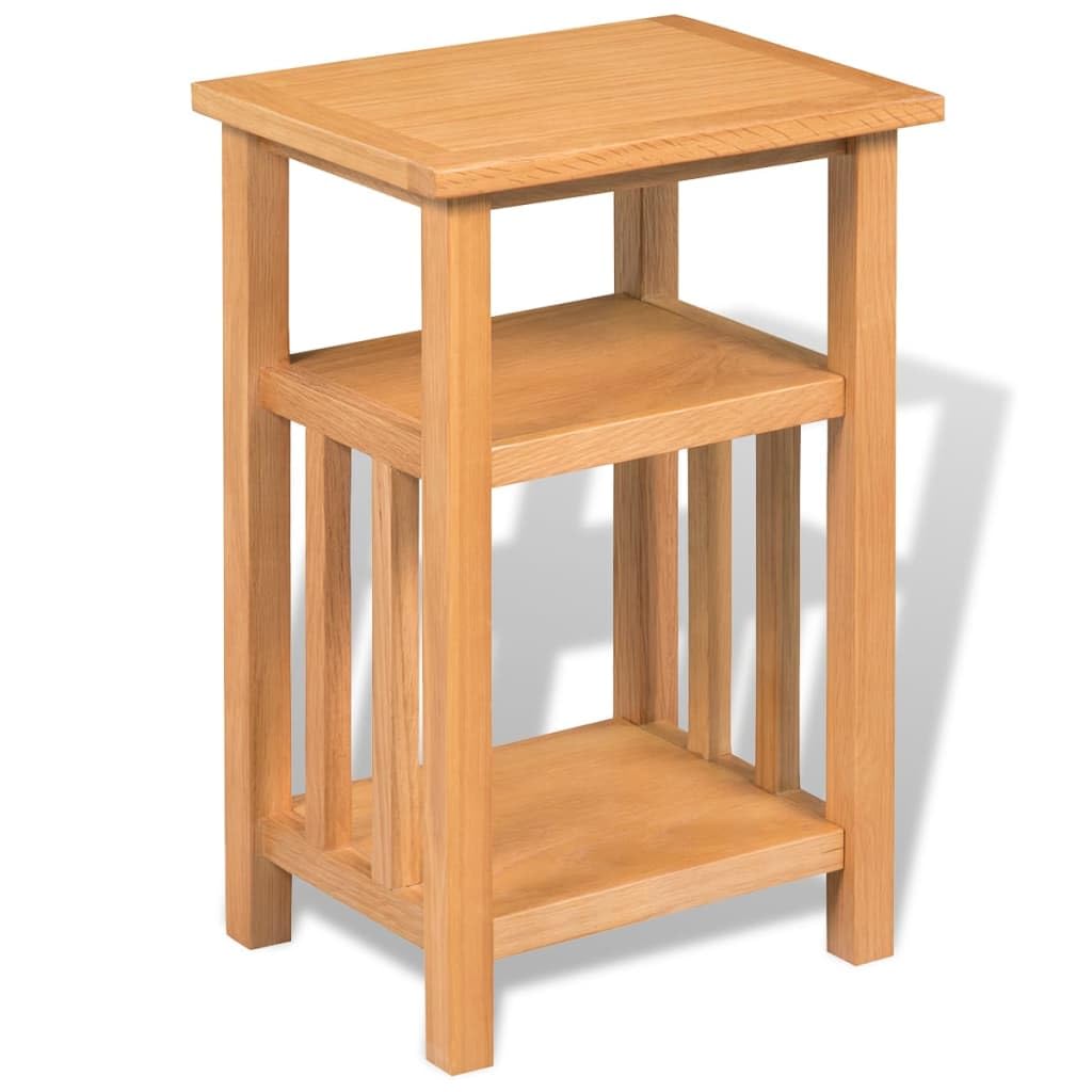 Vidaxl Side Table Coffee Table With Newspaper Shelf Solid Oak 27 X 35 X 55 Cm