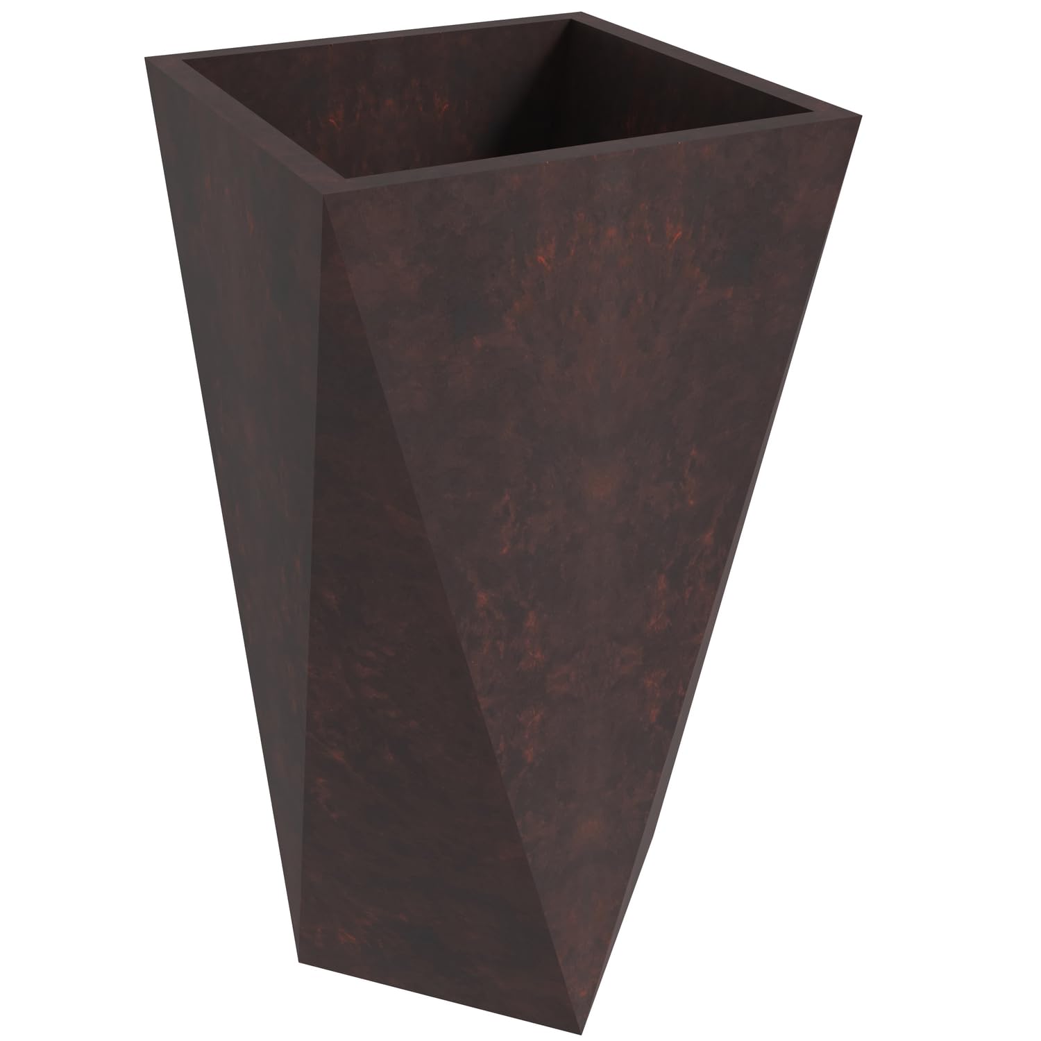 Aloe Series PolyStone Planter in Brown, 17 x 17, 34.6 High