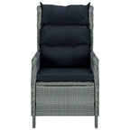 vidaXL Light Gray Reclining Patio Chair with Cushions - Easy-to-Clean Outdoor Furniture - Adjustable Backrest for Ultimate Comfort - Lightweight Poly Rattan Outdoor Recliner