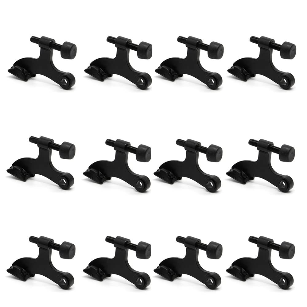 12 Pack Hinge Pin Black Door Stopper, Adjustable Heavy Duty Hinge Pin Door Stop With Black Rubber Bumper Tips