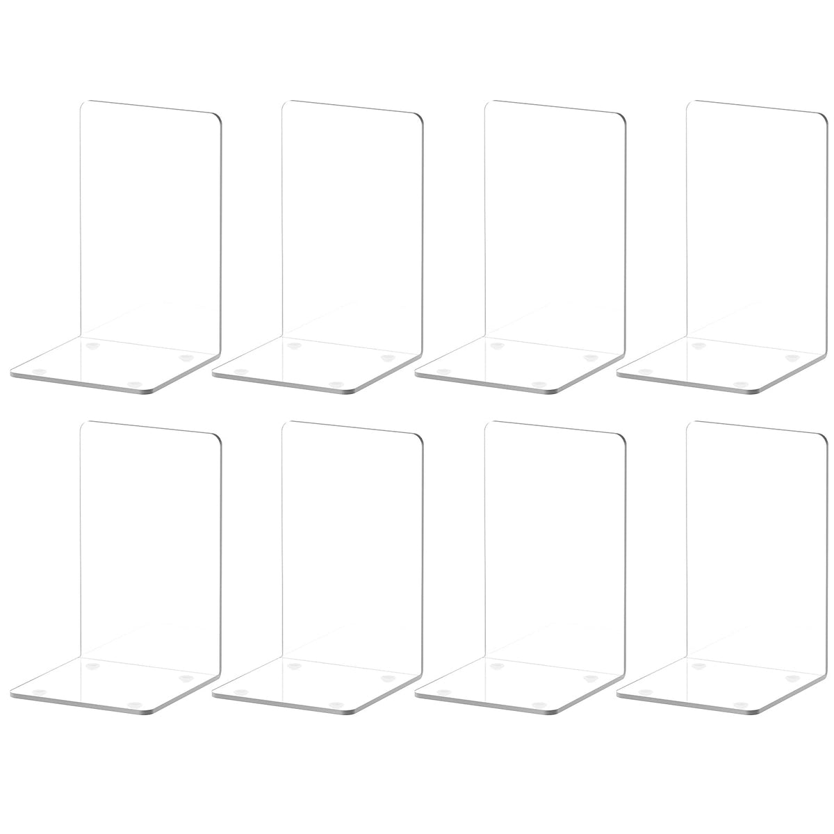 Vfine Acrylic Bookends 8 Pieces, Book Ends For Shelves, Clear Bookends For Shelves Decor Book Ends For Desktop Organizer, Book S