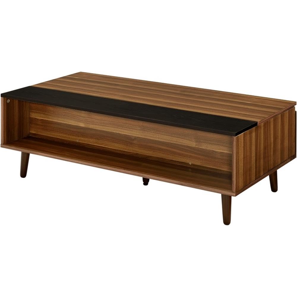 Acme Avala Rectangular Wooden Coffee Table with Lift Top in Walnut and Black
