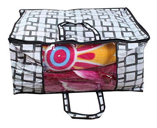Stylista Blanket Storage Bags Large Size Lattice Pattern Grey
