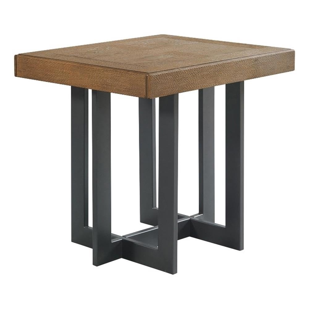 Intercon Eden 22" Wide End Table with Metal Base, Rustic Dune Furniture