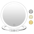 FASCINATE Magnifying Mirror 10X 1X Double Sided Magnification Makeup Vanity Mirror Rechargeable Lighted Mirror with 3 Color Sett