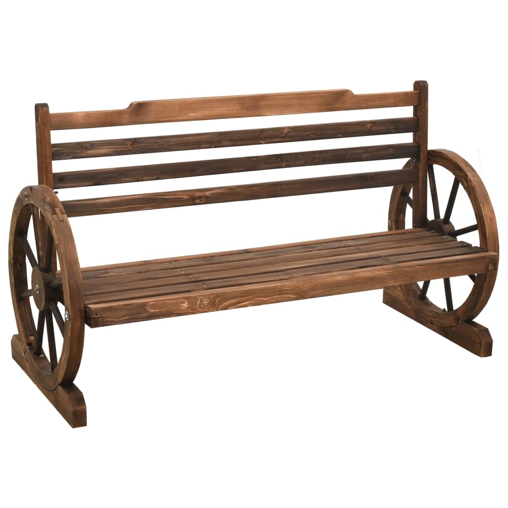 vidaXL Bench Brown Solid Firwood Medium Fun Inlays Garden Bench-Like New Condition