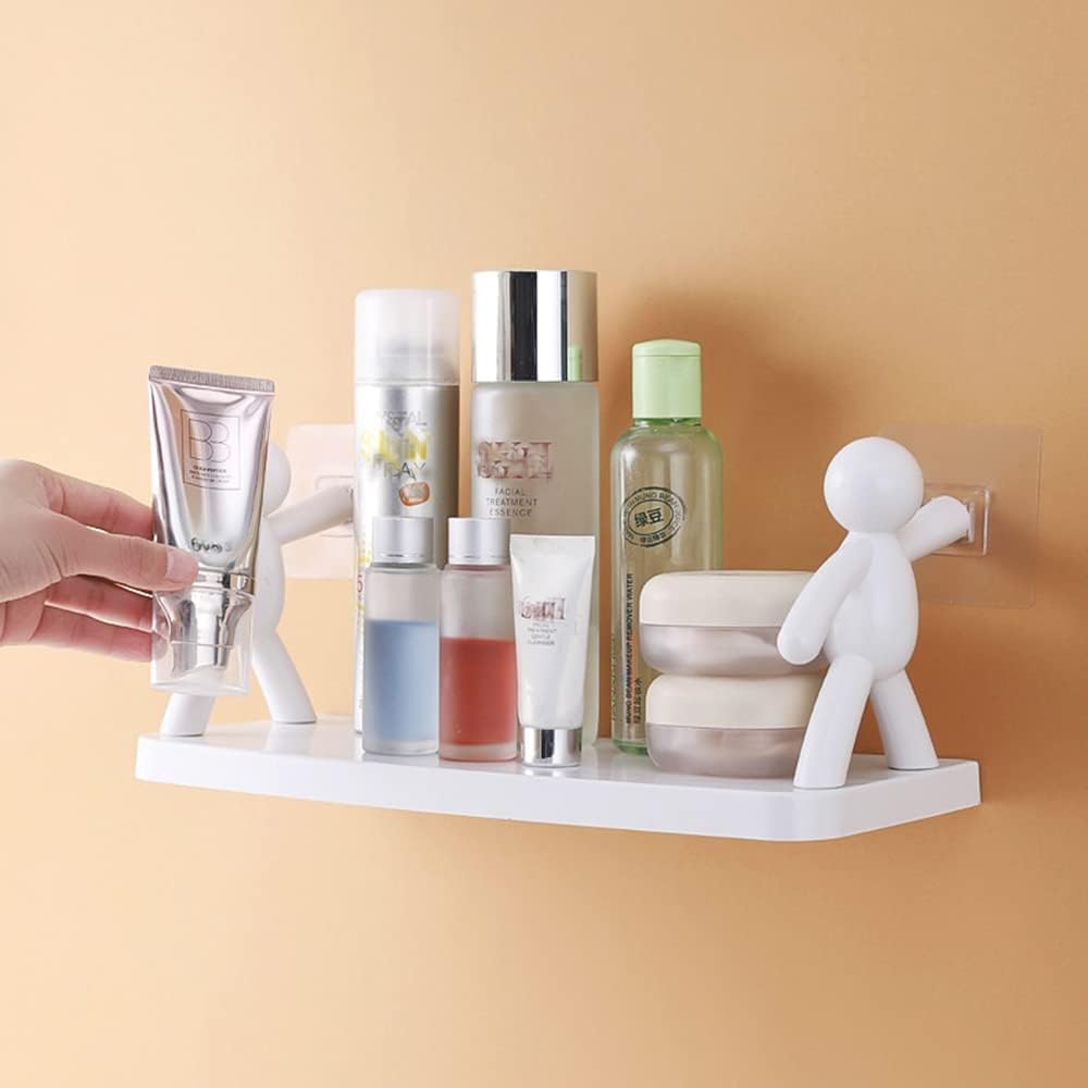 MOXSTAR Floating Shelf, wall Mounted for Bathroom Rack self Adhesive for Storage Shelf Bathroom Organizer Without Drill (Teddy)