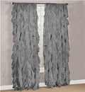 Diamondhome Decorative Sheer Vertical Ruffle Waterfall Window Treatment Curtain Drape Set (Gray, 2 Panel 50' X 63')