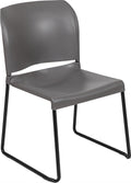 Flash Furniture Hercules Series 880 Lb. Capacity Gray Full Back Contoured Stack Chair With Black Powder Coated Sled Base