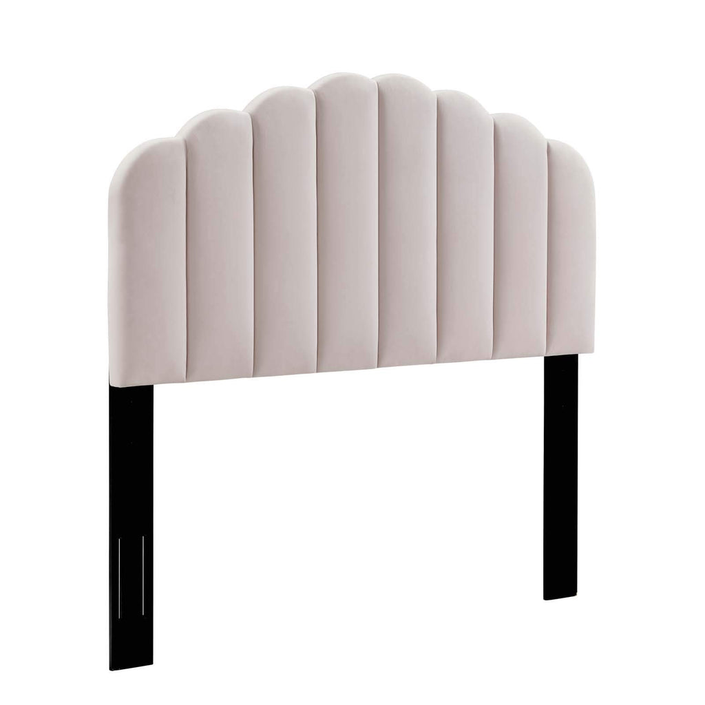 Modway Veronique Channel Tufted Performance Velvet Upholstered Full/Queen Headboard In Pink