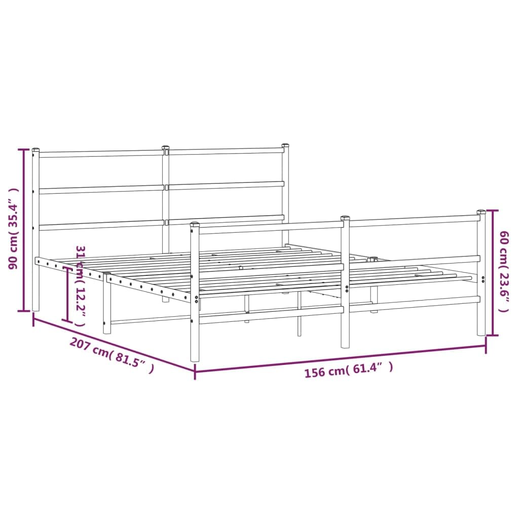 vidaXL Metal Double Bed Frame-Black with Headboard/Footboard, Sturdy Steel Construction, Ample Storage, for Bedroom