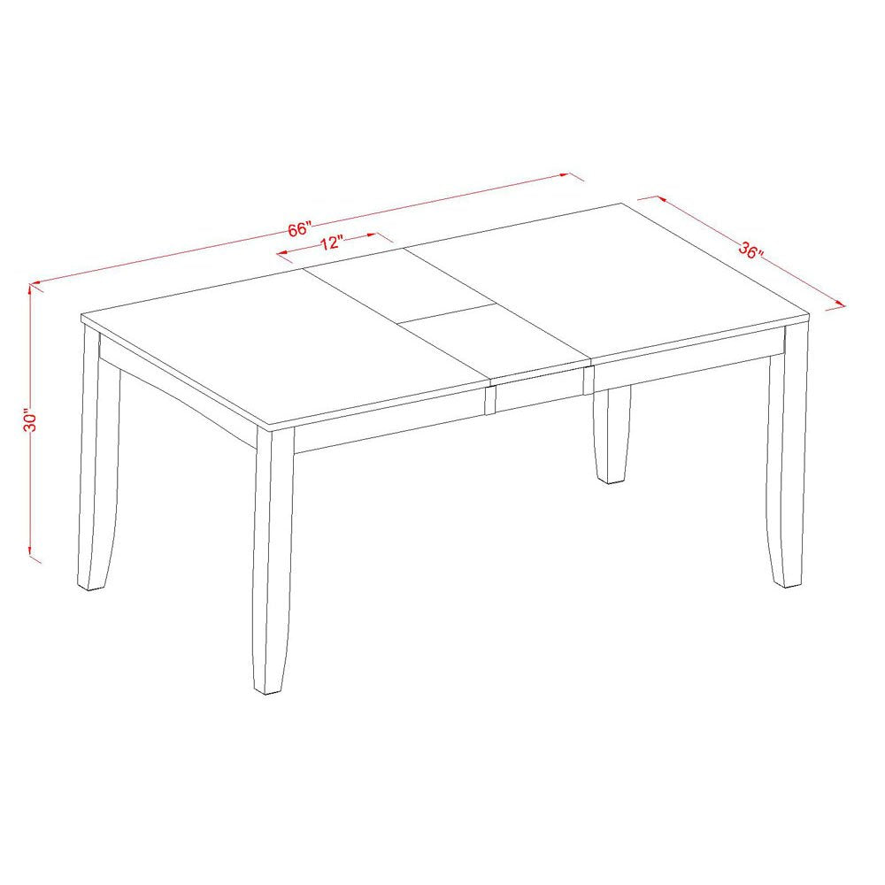 East West Furniture LYFD7-CAP-LC Lynfield 7 Piece Dining Room Furniture Set Consist of a Rectangle Kitchen Table with Butterfly Leaf and 6 Faux Leather Upholstered Chairs, 36x66 Inch