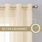 Miulee 2 Panels Solid Color Cream Sheer Curtains 96 Inches Long Elegant Grommet Window Voile Panels/Drapes/Treatment For Bedroom Living Room (54X96 Inch), Cream Beige
