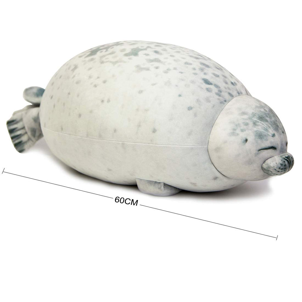 EHOTONG Chubby Seal Plush Pillow, Soft Stuffed Animal Toy, Large 24", White, Model Giaball008